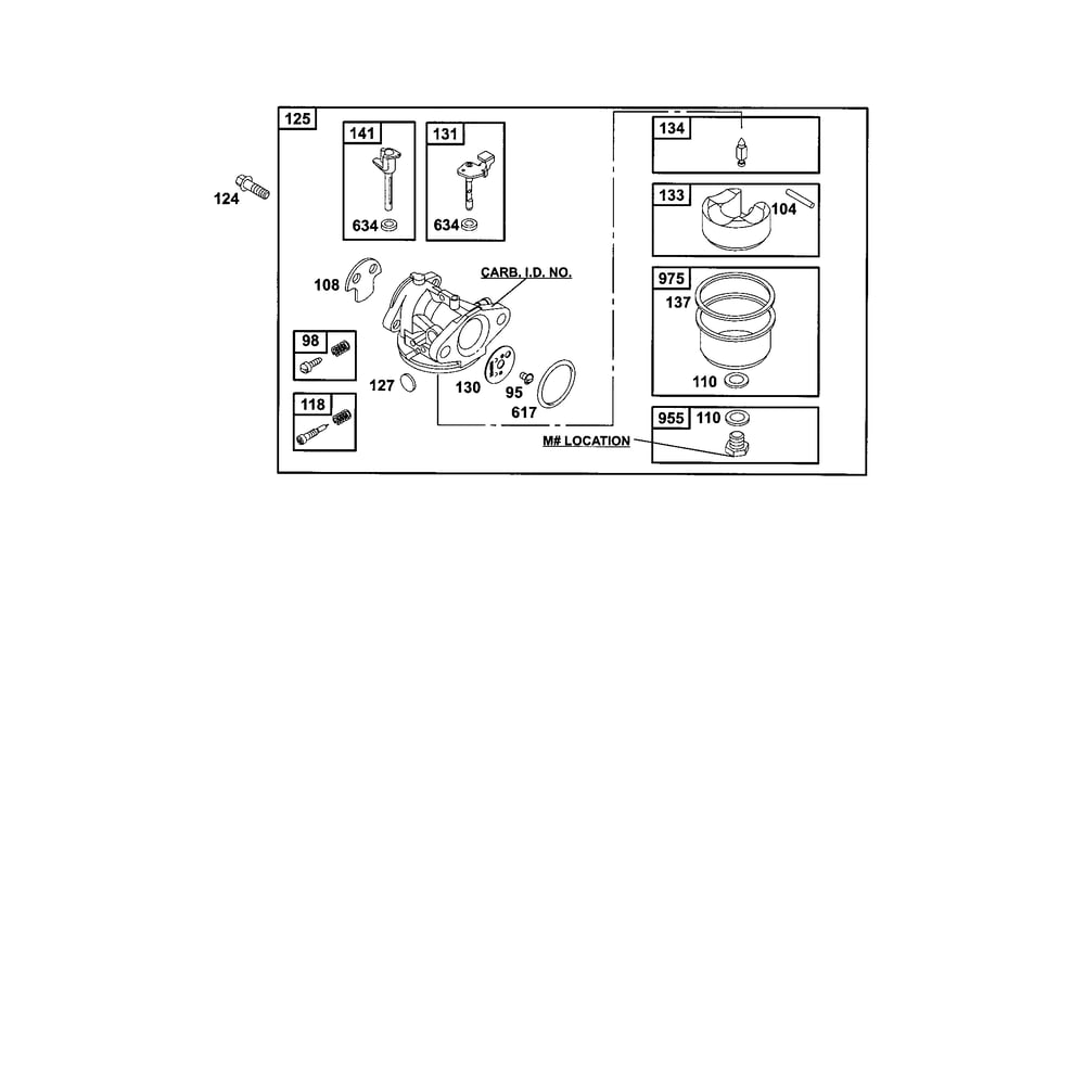 Carburetor/Valve Kit (I) Diagram and Parts List for 121700TO121799  Briggs and Stratton Engine